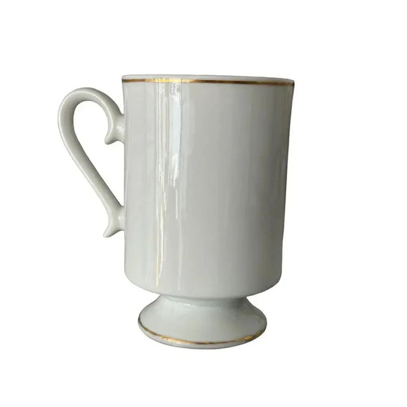 Vintage Royal Crown Bone China Bird Printed Footed Gold Trim Coffee Mugs - Picture 3 of 3